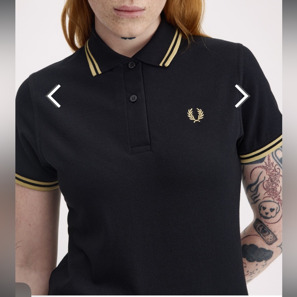 Fred Perry Black Gold Polo Top Twin Tip